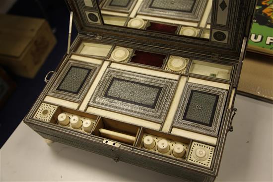 A 19th century Anglo Indian ivory and sadeli work box, 17in.